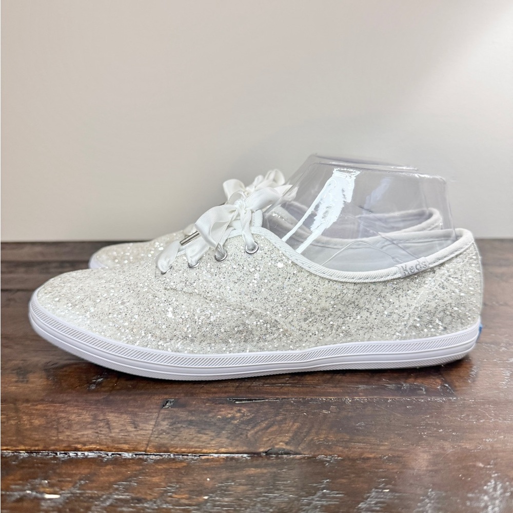 Keds x Kate Spade New York Champion Sparkle Glitter Embellished Sneakers Ivory 7